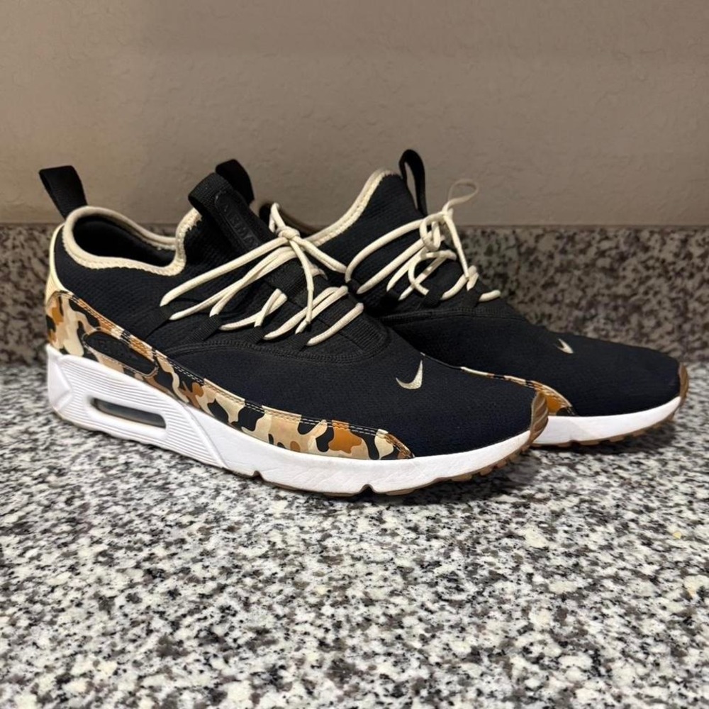 Nike Air Max 90 EZ Camo Black Beige Brown AO1745-005 Men's Size 12.5 Slip On - Picture 2 of 5